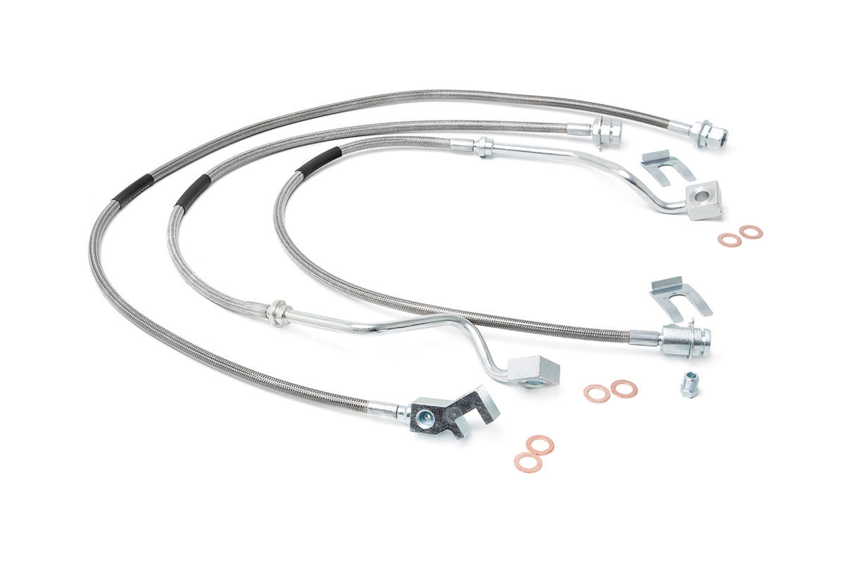 Ford F-350 Super Duty Brake Lines - Front + Rear - Rough Country - Stainless, 4-6 Inch Lift - '99-'04